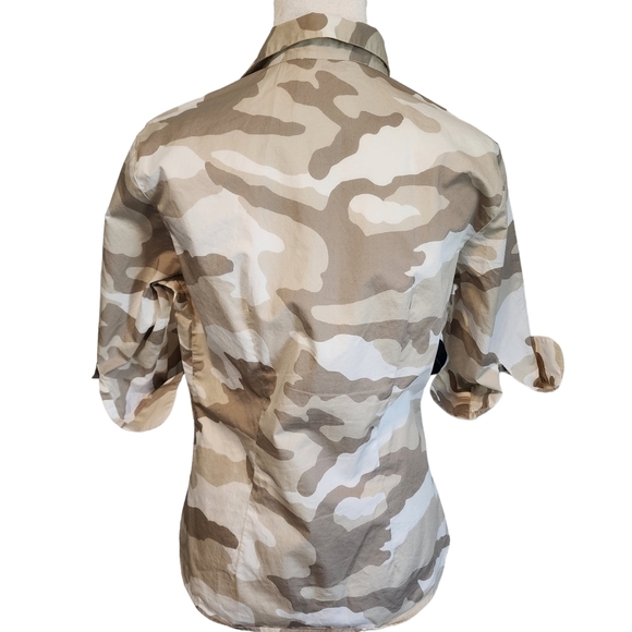 EUC Amina Rubinacci Giornata Cotton Stretch Button Up Shirt in Camo - Picture 6 of 10